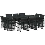 vidaXL 11-dijelni vrtni blagovaonski set s jastucima poliratan crni | shoptok.hr