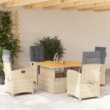  5-dijelni vrtni blagovaonski set od poliratana s jastucima bež Dužina stola 110 cm | shoptok.hr