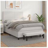 vidaXL Box spring postelja z vzmetnico bel 140x190 cm umetno usnje | Shoptok.si