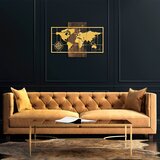 Wallity Zidna dekoracija World Map Wıth Compass, 58x85 cm, Zlatne boje Cene