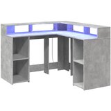  Radni stol s LED svjetlima sivi 130x130x91 cm konstruirano drvo | shoptok.hr