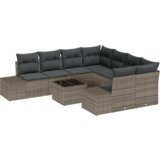 vidaXL 9-delni vrtni kavč set z blazinami siva poli ratan | Shoptok.si
