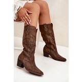 Zazoo Suede Cowboy Boots For Women With Heel Brown Karira | Shoptok.si