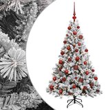  Umjetno božićno drvce s kuglicama 120 cm 150 LED lampica - Zelena i bijela 120 cm s LED-ima i crvenim lopticama | shoptok.hr