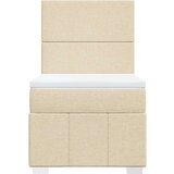 vidaXL Box spring postelja z vzmetnico krem 90x200 cm blago | Shoptok.si