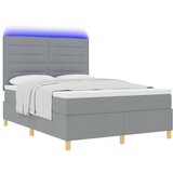  LED Box Spring Krevet Svijetlo siva 140 x 200 cm tkanina Svjetlosiva | Shoptok.si