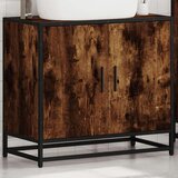 vidaXL Kopalniška omarica dimljen hrast 65x33x60 cm inženirski les | Shoptok.si
