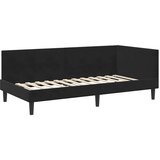  Kutni okvir kreveta s uzglavljem Crna 90 cm x 200 cm Baršun | shoptok.hr