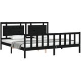  Okvir za krevet s uzglavljem crni 200 x 200 cm od masivnog drva | shoptok.hr