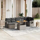 Maison Chic Seti vrtnega pohištva - Vrtna garnitura - Vrtni pohištvo set 8-delna z blazinami siv poli ratan, (21799724) | Shoptok.si