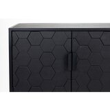 White Label Črna nizka komoda iz masivnega bora 140x58 cm Linc – | Shoptok.si