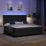  LED Box Spring Krevet s uzglavljem Crna 200 x 200 cm Baršun | Shoptok.si