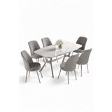 Hanah home Set trpezarijskog stola i stolica (7 delova) Lena White Marble Chrome Grey | Eponuda.com