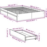  Okvir kreveta s ladicama siva boja betona 150 x 200 cm drveni | shoptok.hr