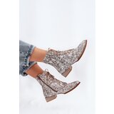 Maciejka Leather Patterned Ankle Boots With Flat Heel | shoptok.hr
