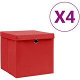 vidaXL Kutije za pohranu s poklopcima 4 kom 28 x 28 x 28 cm crvene Cijene