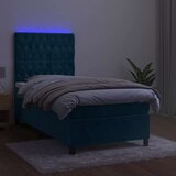  Krevet box spring s madracem LED tamnoplavi 90x190 cm baršun | shoptok.hr