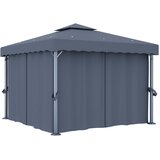 vidaXL Paviljon z zaveso 3x3 m antraciten aluminij Cene