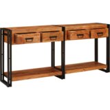 vidaXL Konzolna miza 2 2 pcs Rjava 160 x 33 x 75 cm Trden akacijev les | Shoptok.si