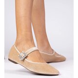 D/CEO marka niezdefiniowana Beige velvet women's ballet flats with buckle Kvitta | ePonuda.com