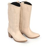 Capone Outfitters Knee-High Boots - Beige - Block Cene'.'