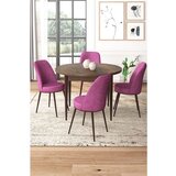 Hanah home Tor - Baroque, Purple BaroquePurple Dining Table & Chairs Set (5 Pieces) | ePonuda.com