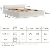 Maison de Rêve Kremno bela oblazinjena zakonska postelja s prostorom za shranjevanje z letvenim dnom 140x200 cm Solvo – | Shoptok.si
