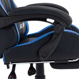  Igraća stolica od umjetne kože s osloncem za noge plavo-crna | shoptok.hr