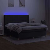  Box spring postelja z vzmetnico LED črna 160x200 cm blago, (20790867) | Shoptok.si