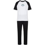 Trendyol Black and White Men's Printed Raglan Sleeve Regular Fit Knitted Pajama Set cene