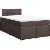 vidaXL Box spring postelja z vzmetnico temno rjav 120x200 cm blago, (21305370) Cene