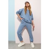 Trend Alaçatı Stili Sweatsuit - Blue - Regular fit Cene