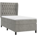 Box spring krevet s madracem svjetlosivi 90x190 cm baršunasti | shoptok.hr