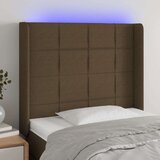 VidaXL LED posteljno vzglavje temno rjavo 83x16x118/128 cm blago Slike