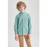DEFACTO Boy Regular Fit Stand Collar Poplin Long Sleeve Shirt