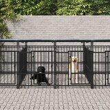 vidaXL Zunanji pasji boks s streho jeklen 16,89 m² | Shoptok.si