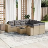 vidaXL 9-dijelni set vrtnih sofa s jastucima bež od poliratana | shoptok.hr