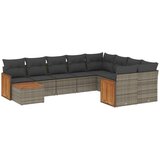Maison Chic Seti vrtnega pohištva - Vrtna garnitura - Vrtni pohištvo set 10-delna z blazinami siv poli ratan, (21811612) | Shoptok.si