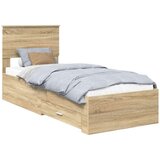 vidaXL Krevetna konstrukcija Sonoma hrast i srebrna 75 x 190 cm | shoptok.hr