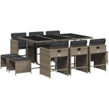  11-dijelni vrtni blagovaonski set s jastucima poliratan sivi | shoptok.hr