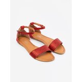 Shelvt Red flat sandals with a closed heel | Shoptok.si