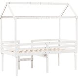  Visoki krevet s krovom bijeli 90 x 200 cm od masivne borovine | shoptok.hr