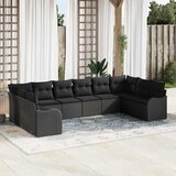  Sjedeća garnitura za vrt 10 kom. Crna poliratan 344 x 177,5 x 69 cm | shoptok.hr