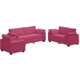  3-dijelni set sofa s jastucima, vinsko crveni baršun | Shoptok.si