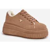 Boto Women's Insulated Sneakers On Chunky Sole With Gold Detail Brown Lotira | Shoptok.si
