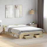Maison Chic Posteljni okvir - Dvoposteljna postelja - Zakonska postelja s predali sonoma hrast 150x200cm inženirski les, (21694493) | Shoptok.si