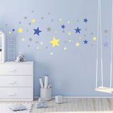 Ambiance Komplet 50 stenskih nalepk Stars Blue and Yellow | Shoptok.si