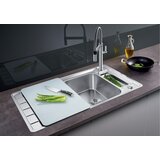 Blanco sudoper AXIS III 5 S-IF InFino INOX 18/10, pribor 18/10 + bijela staklena daska, s dalj. upr. | shoptok.hr