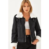 Bianco Lucci Women's Fur Denim Coat 2409 Cene