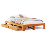 vidaXL Posteljni okvir brez vzmetnice voščeno rjav 135x190 cm borovina, (21415587) | Shoptok.si